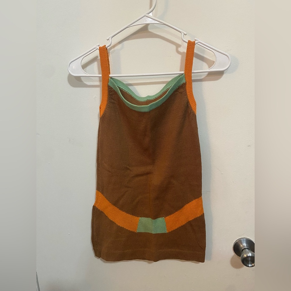 Vintage Brown and Orange Knit Tank Top